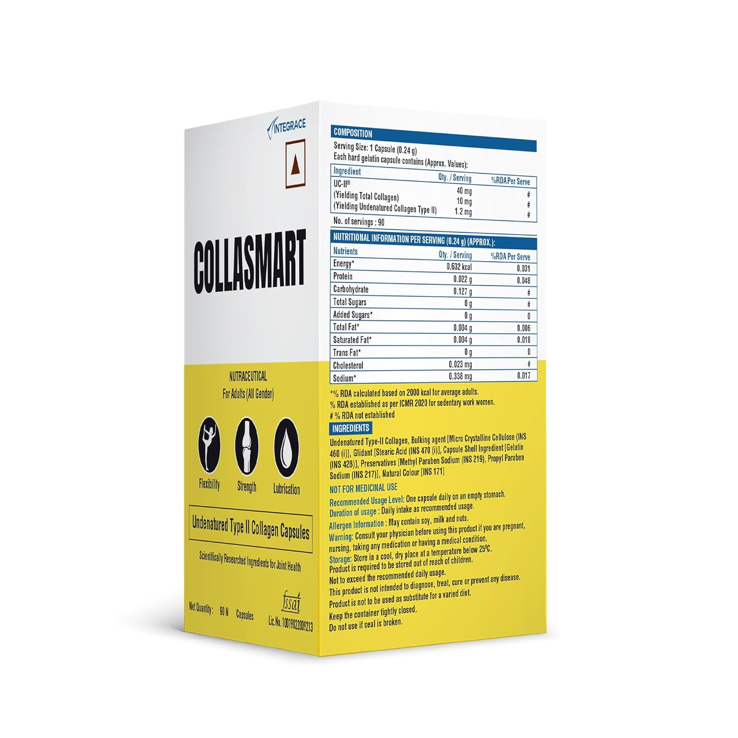 UC-II Undenatured Type II Collagen Capsules | 90 Capsules (Pack of 1) | Daily Protein Supplement for Men & Women | Sourced from USA | Promotes Cartilage Repair | Strengthens & Lubricates Joints