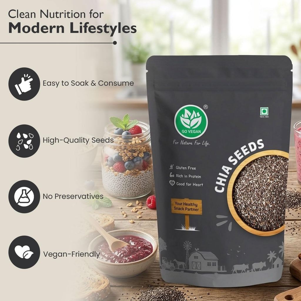 Go Vegan Chia Seeds 250g I Seeds for Eating | Seeds for Weight Management | Rich in Protein & Fibre