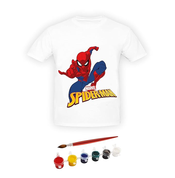 Ratna's Paint Your T-shirt Marvel Spiderman Theme Diy Kit With Free Size T-shirt for 5-12 Years Kids | Spiderman