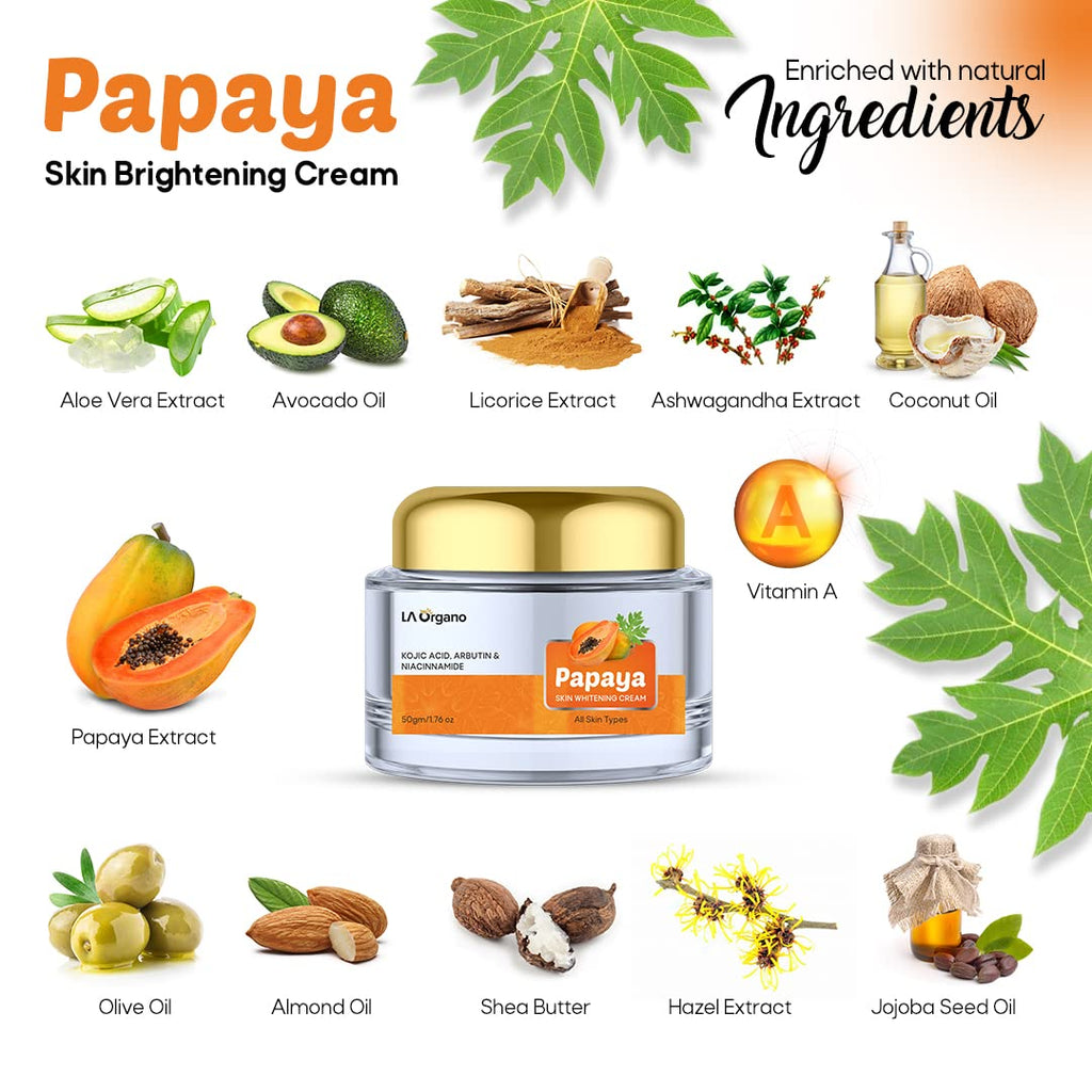 La Organo Papaya Cream for Skin Brightening & Whitening - 50 Gms
