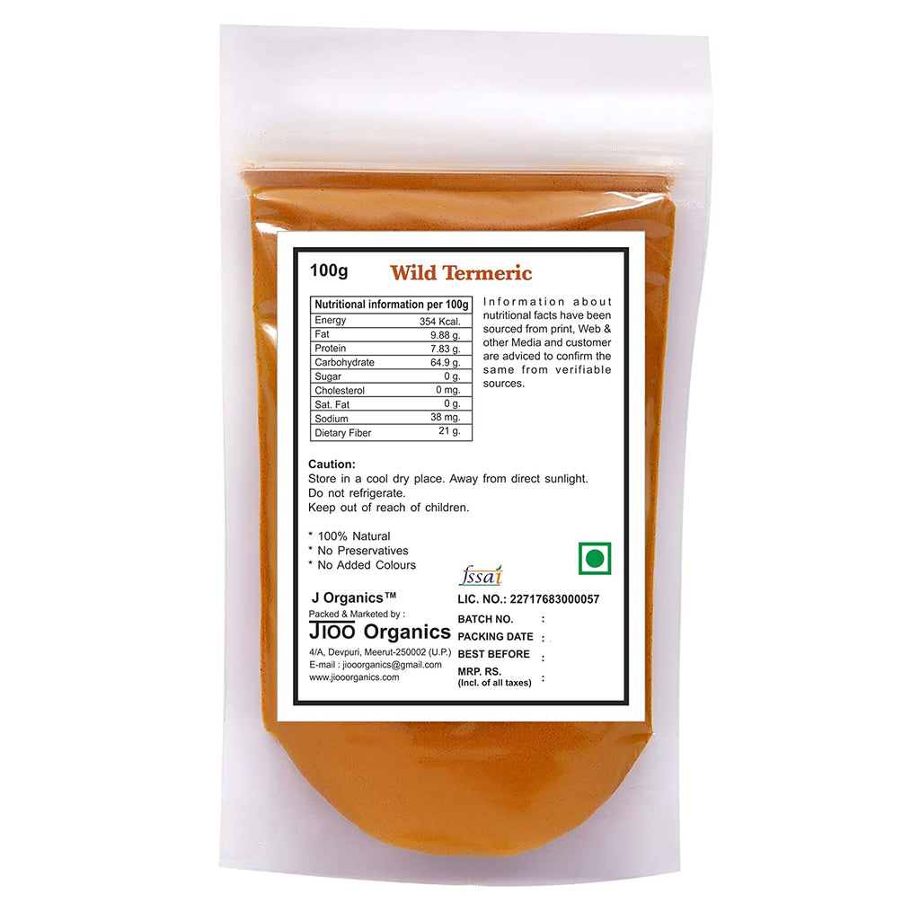 Jioo Organics Wild Turmeric Powder(Jungli Haldi) - 100 gms