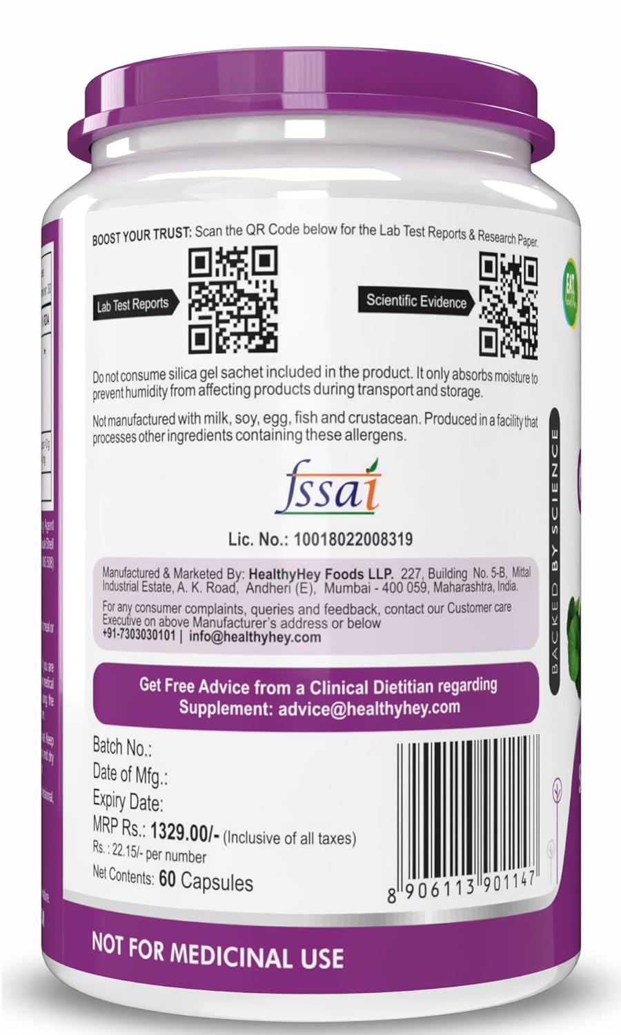 HealthyHey Nutrition Gotu Kola Extract Supplement, Adaptogen for Brain & Nervous System Support, Calming, Mental Clarity - 60 Capsules, Non GMO, Gluten Free, Vegan