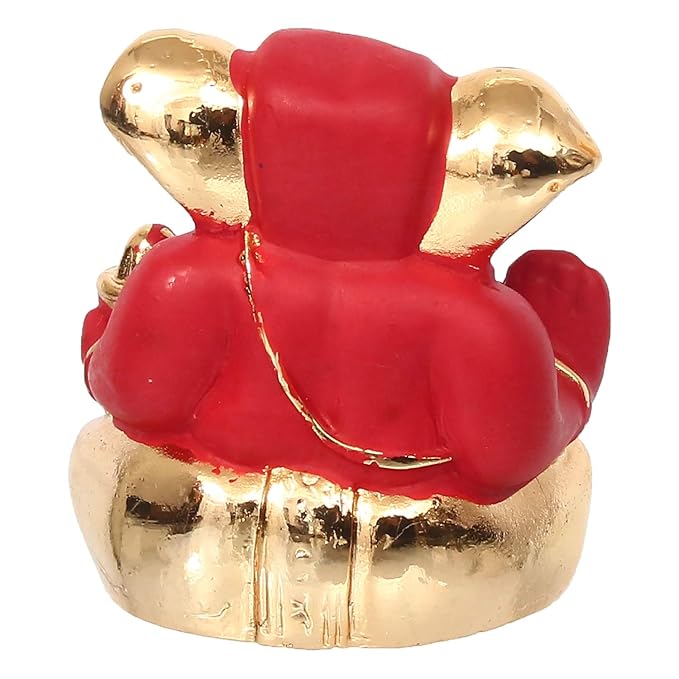 Ecraftindia Gold Plated Red Appu Ganesha Decorative Showpiece