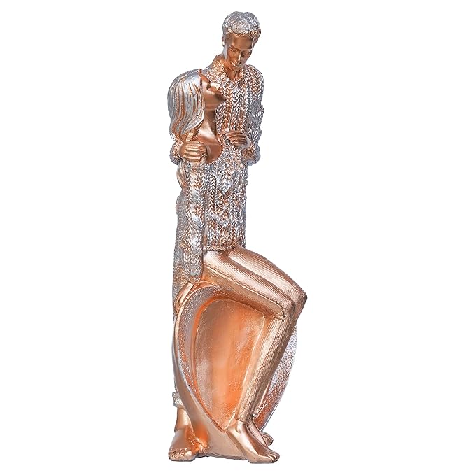 Ecraftindia Golden Polyresin Romantic Couple Statue Human Figurine Decorative Showpiece