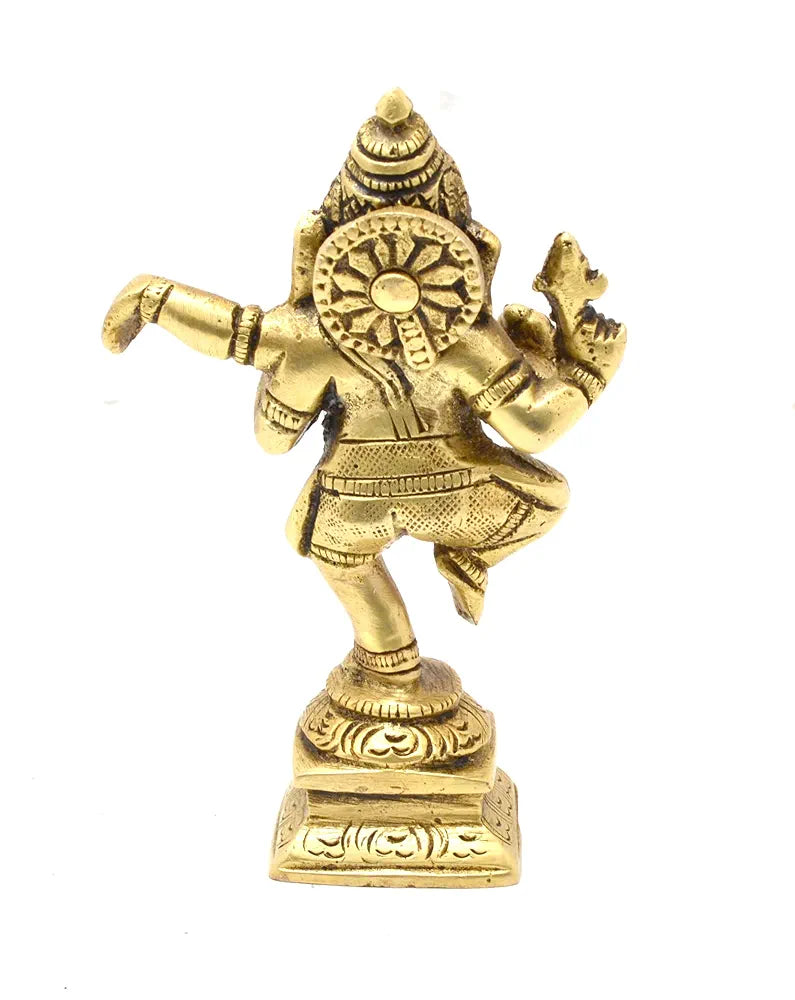 Two Moustaches Brass Dancing Ganesha Decor Idol