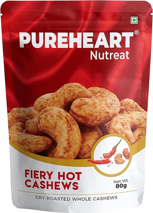 Pureheart Nutreat Fiery Hot Cashews - 80 gms