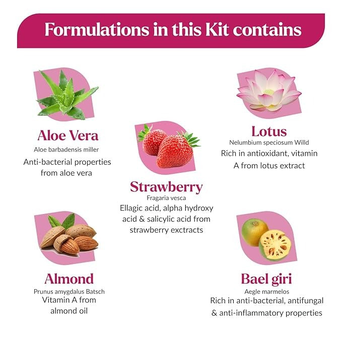 Kulsum's Kaya Kalp Herbals Strawberry Facial Kit - 65 gms