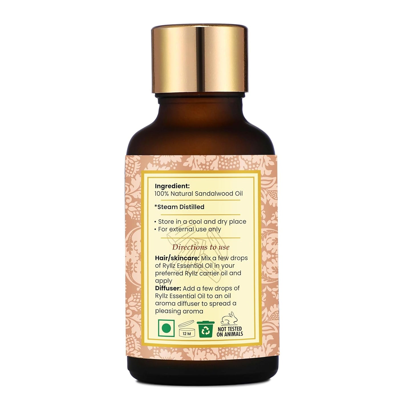 Ryllz Essentials Sandalwood Essential Oil With Glass Dropper - 30 ml