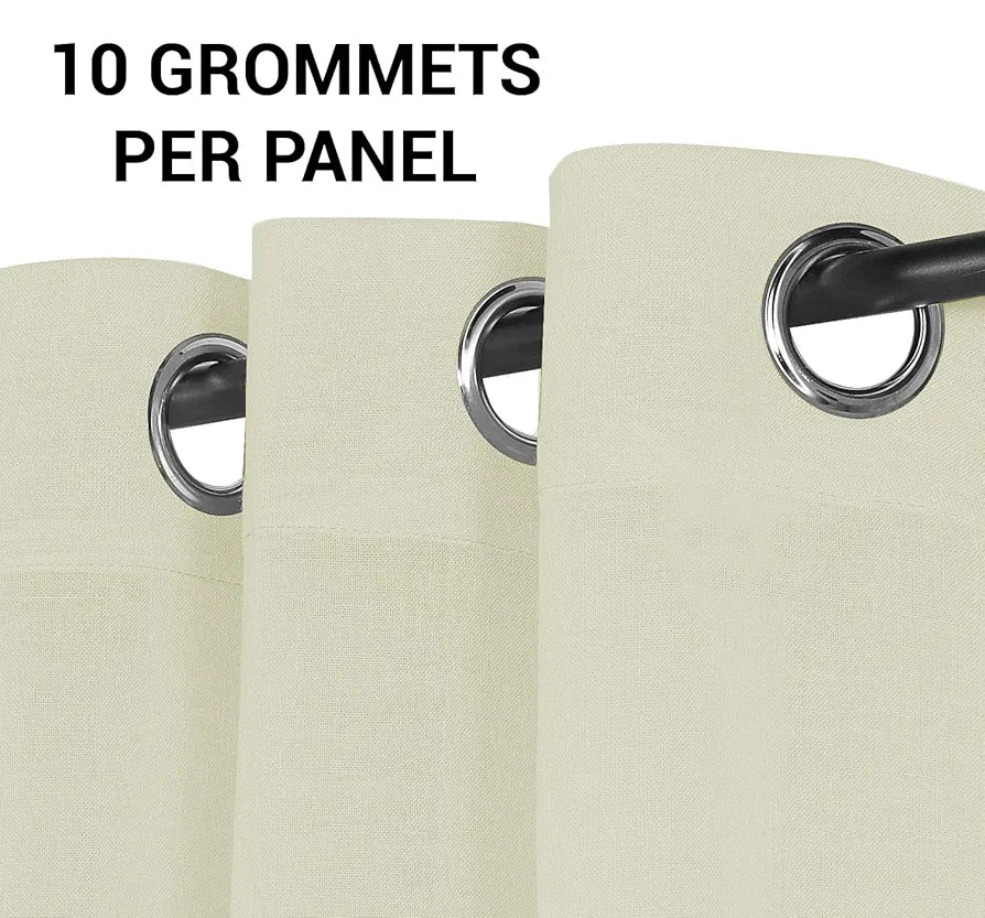 Cloth Fusion Cotton Feel Sheer Door Curtains 7 Feet Long Set of 2 Semi-Transparent Cream