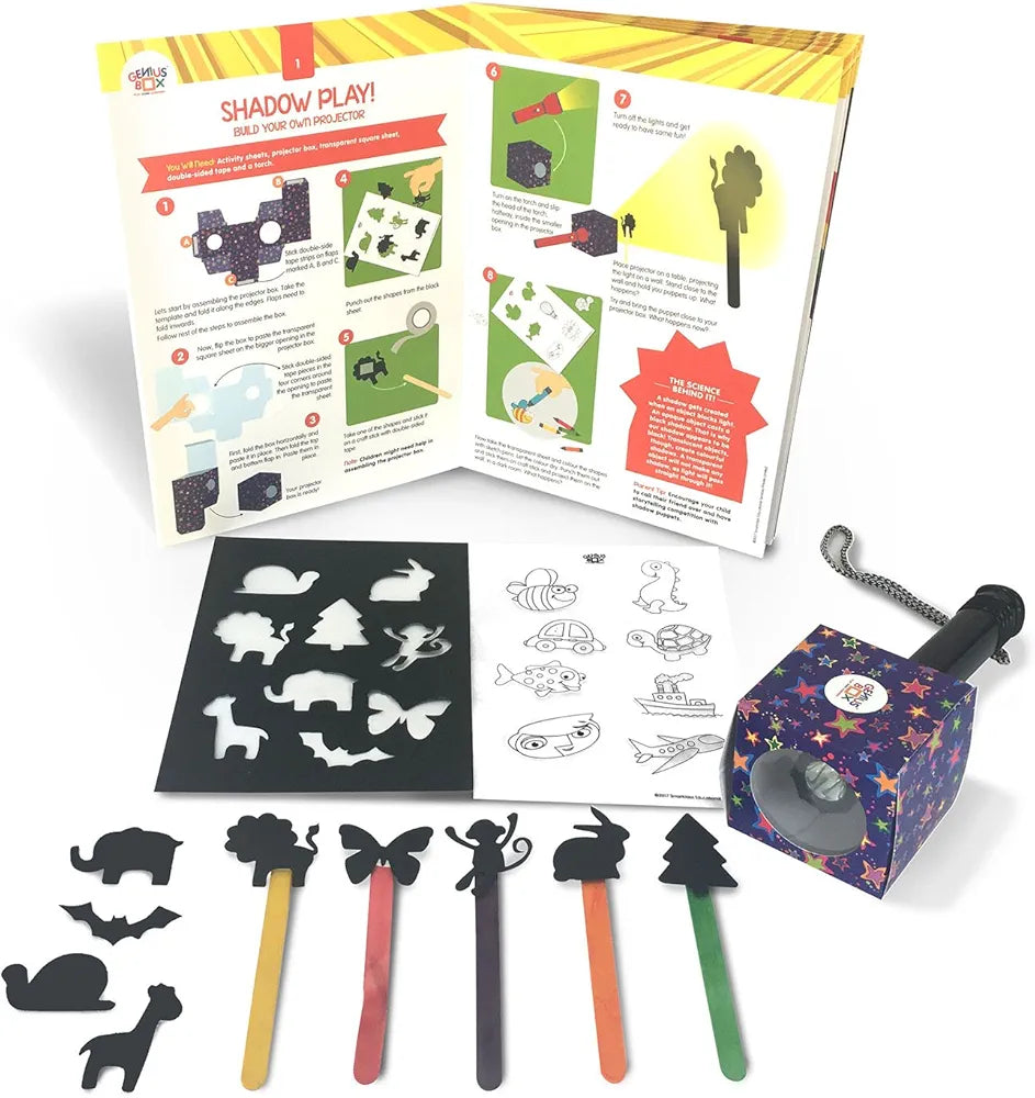 Genius Box Play some Learning STEM Toy for 5+ Year Age: Light and Sound DIY,Activity Kit, Learning Kit, Educational Kit,Multicolor, Wood;Paper 15 Activity Kit
