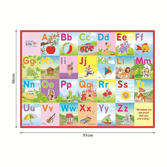 Ratna's Clever Kids Educational Alphabet Activity Mat With 13 Both Sides Printed Flash Cards & 26 Transport Vehicle