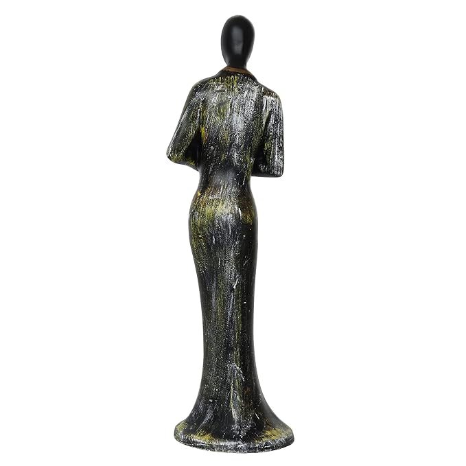 Ecraftindia Lady Playing Wind Musical Instrument Antique Finish Handcrafted Decorative Polyresin Showpiece