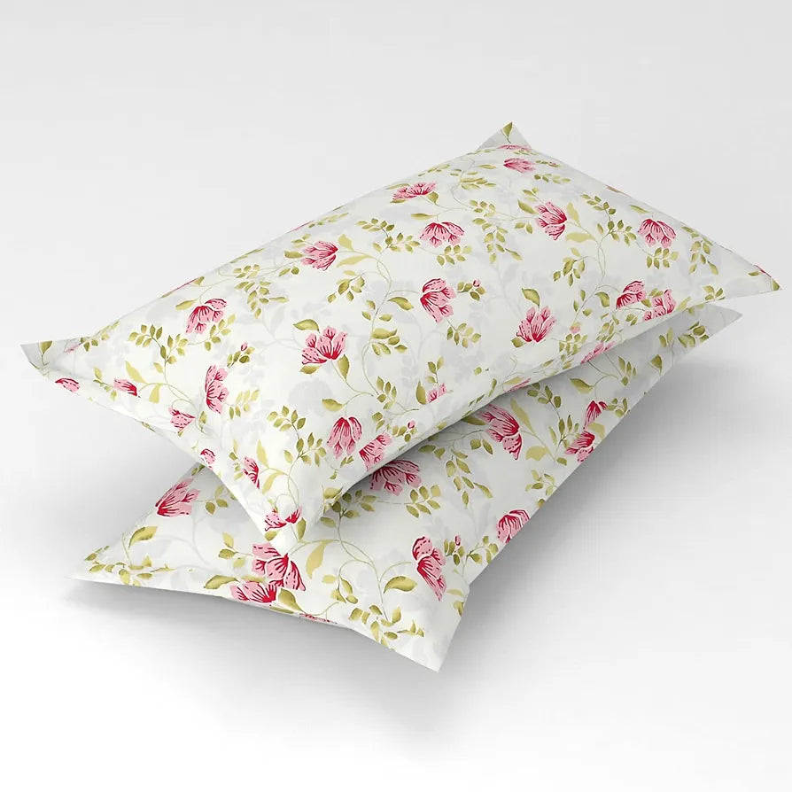 Homefab India 180 TC Glace Cotton Double BedSheet with 2 Pillow Covers Pink