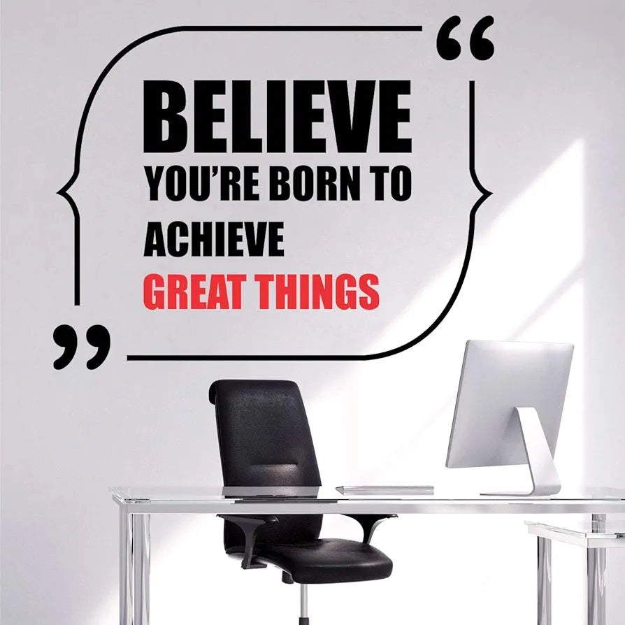 StickMe Believe You are Born to Achieve Great Things Office Inspirational Motivational Quotes Wall Sticker SM676 -Self-Adhesive Multi Colour Vinyl - 70cm X 55 cm