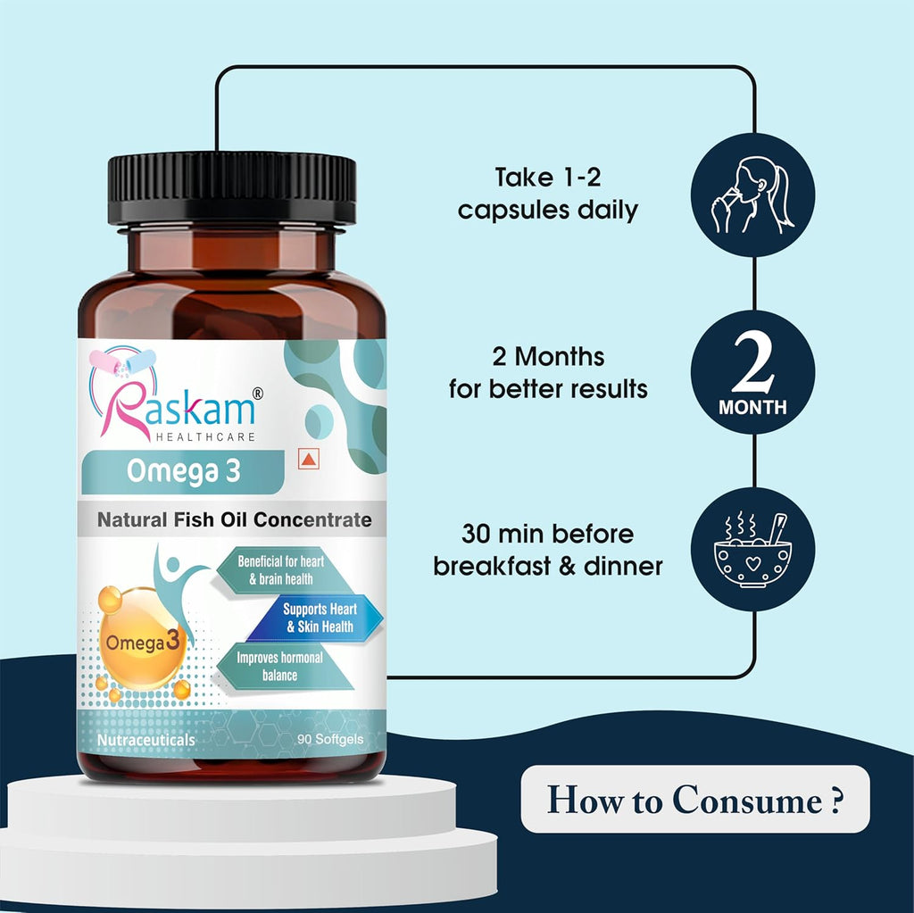 Omega 3-90 Softgels- For Men And Women, Omega3 2-3 Serving, for Brain, Heart, Eyes, and Joints Health