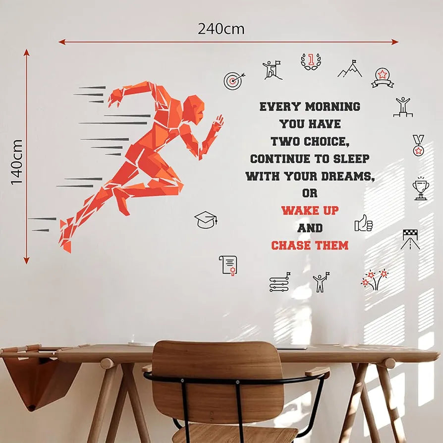 StickMe Gym Fitness Work Bodybuilding Office Sports Workout Boxing Inspiration Quotes Wall Sticker Large Red - 240 x 140 cm