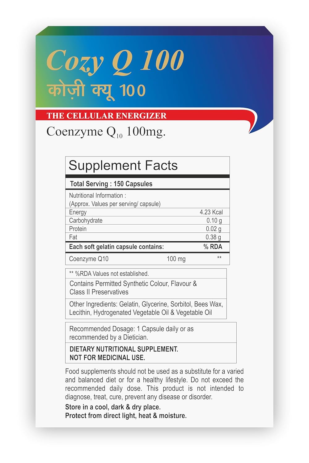 Zeelab Cozy Q100, Coenzyme Q10 100mg. | Cellular Energizer - 15 Softgel Capsules