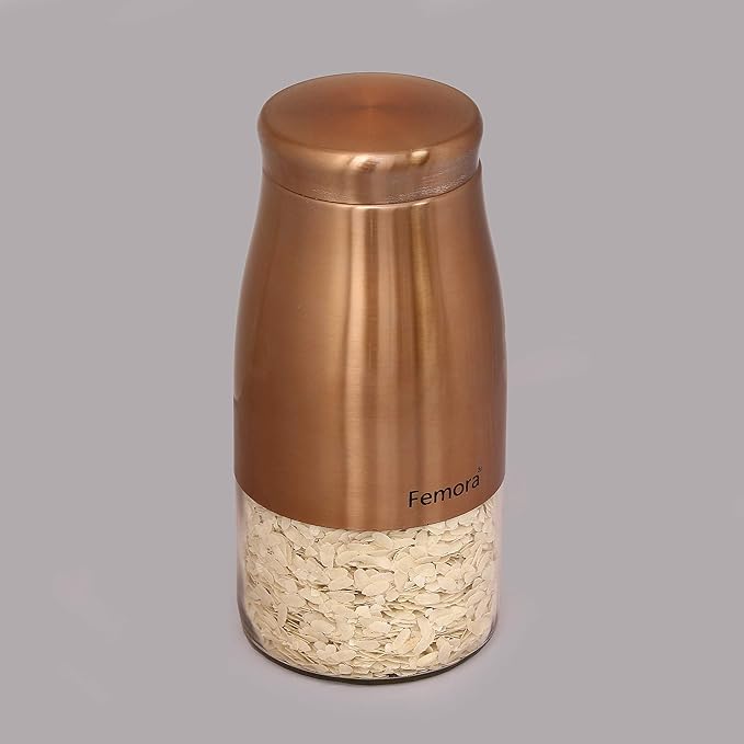Femora Kitchen Storage Jars Copper Finish With See Through Bottom Jar | 1750 Ml