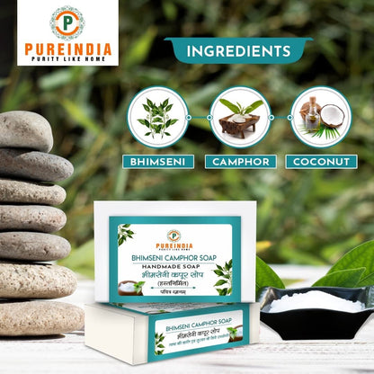 PureIndia Bhimseni Soap Bar - 100 gms (Pack of 3)