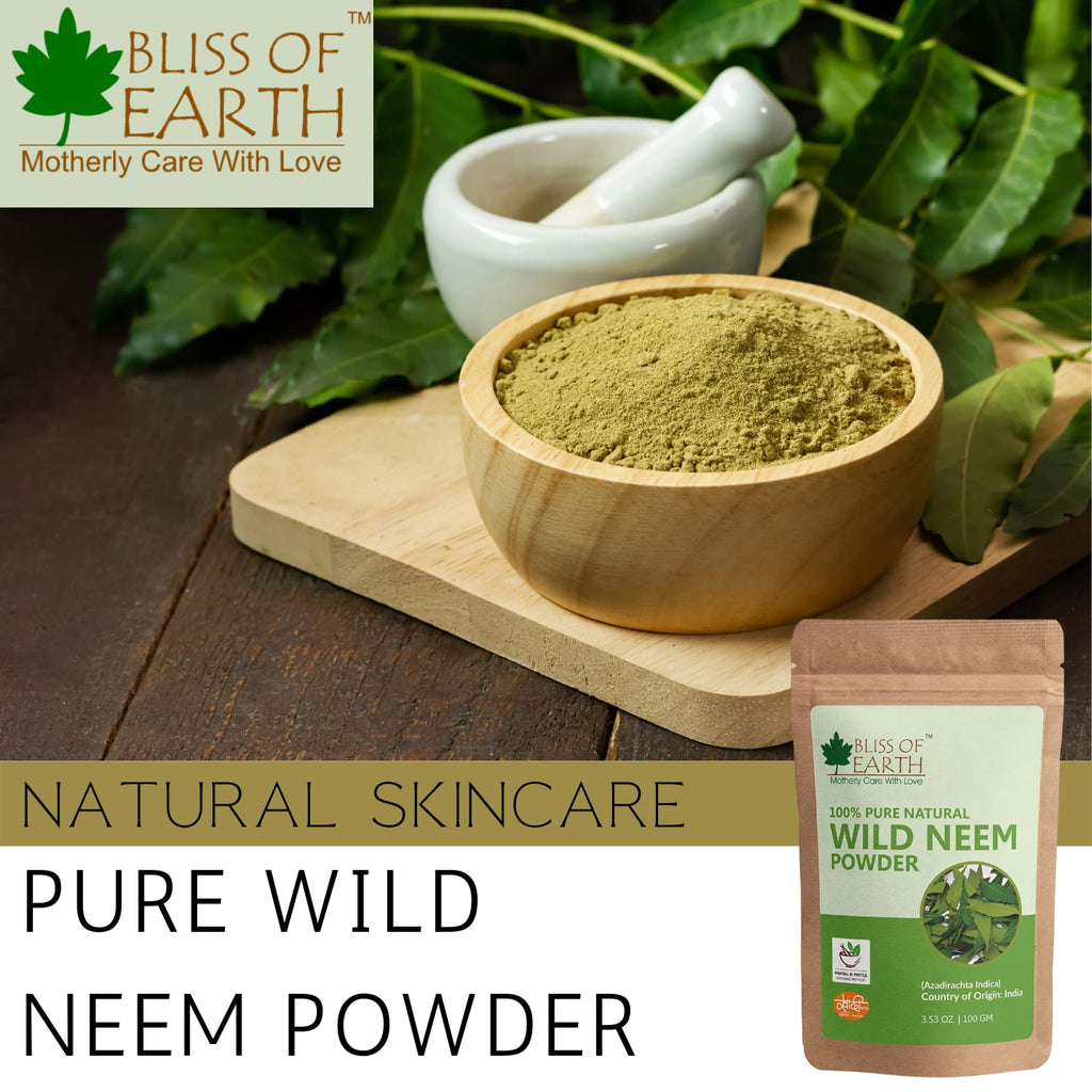 Bliss of Earthâ„¢ 100% Pure Wild Neem Leaves Powder | 100GM | Great For Face, Hair, Skin & Body