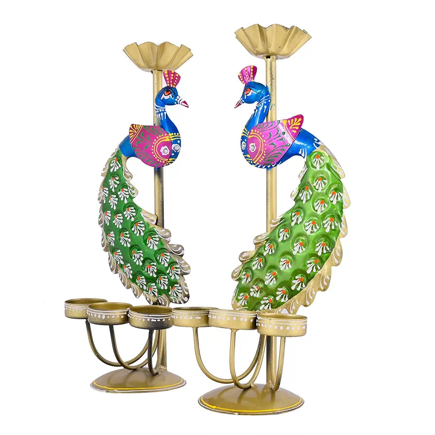 Elegant Metal Peacock Candle Holder Intricate Design Tealight Candle Holders Handpainted Tealight Candle Holder
