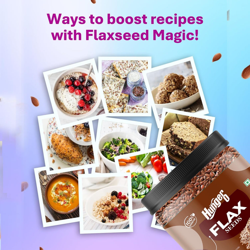 Hunger 0 Flax Seeds 250g | Raw Unroasted Alsi Seeds | Premium Natural Whole Flaxseed Rich in Fiber & Plant Protein | High Omega-3 Source | Healthy Diet Snack for Smoothies, Baking & Daily Nutrition