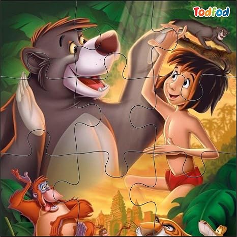 TodFod Wooden Jigsaw Puzzles Toy for Kids & Children The Jungle Book Mowgli & Friends 54 Pieces 6 in 1 Puzzles