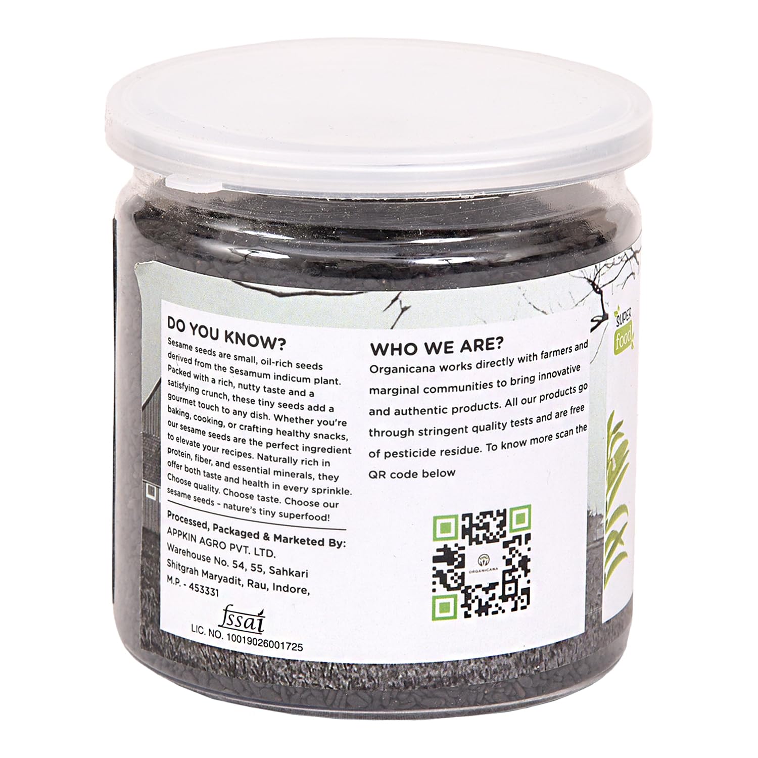 Organicana Black Sesame Seeds (Pack of 1) - Til for Eating | Natural Black Gingelly Oil Seed | Indian Spices for Everyday Essentials | Kaale Til for Weight Loss | Nutrient Rich Black Seeds
