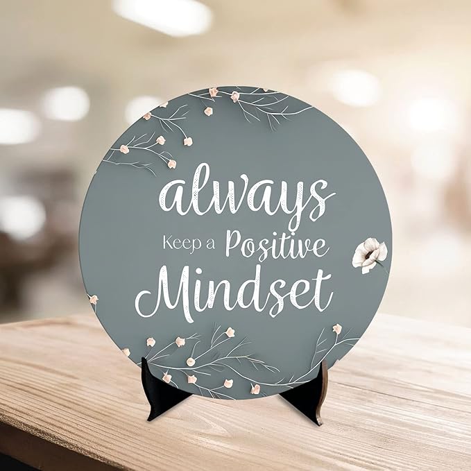 Artvibes Showpiece Idols and Figurines for Home and Office Decor | Wooden Stylish Quotes Always Keep a Positive Mindset