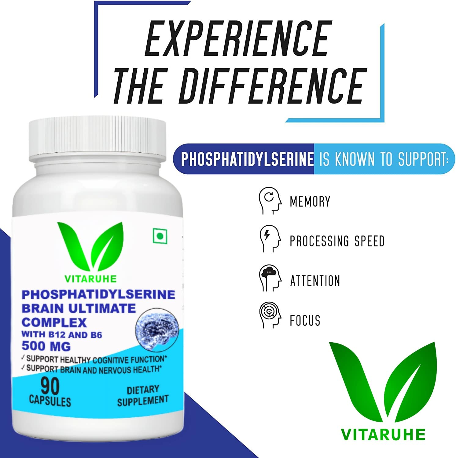 VitaruheÂ® Phosphatidylserine Brain Ultimate Complex 500 Mg Per Serving 90 Vegetarian Caps (Verified For Active Components)
