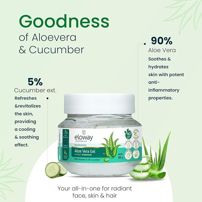 Eloway Aloevera Gel Moisturizer for Face Hair & Dry Skin - 100 gms (Pack of 3)