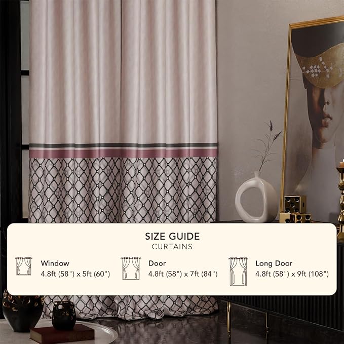Stoa Paris Curtain for Home Single pc Patterned Curtain for Door Colour Noble Rose