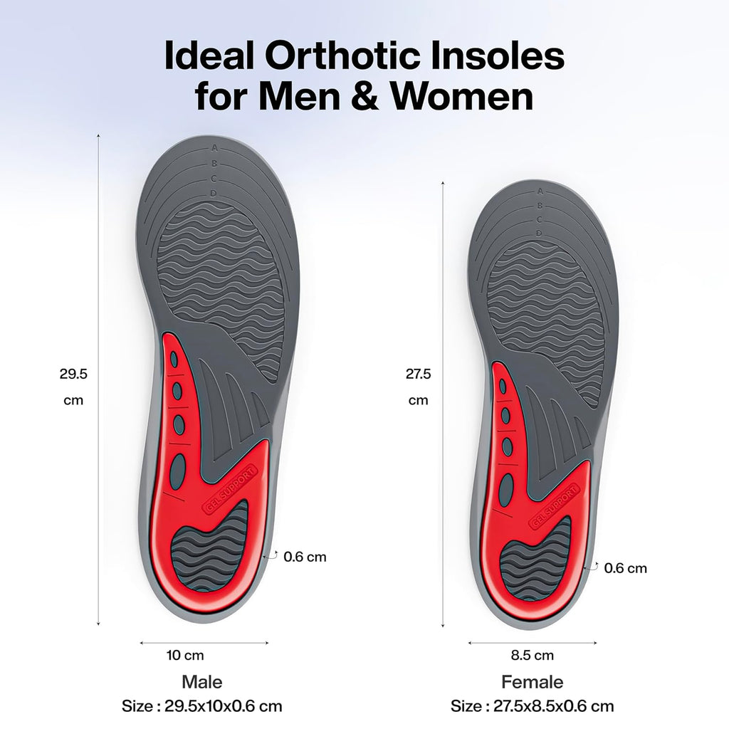 FOVERA Gel Insole for Shoes Female | Dual Gel Technology for All Day Comfort | Trimmable Sole for Walking, Running, Sports, Formal and Safety Shoes (Female, Pack of 1 Pair)