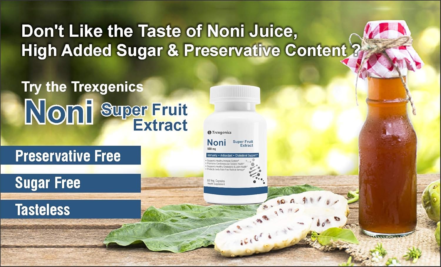 TrexgenicsÂ® NONI extract 600 mg Premium Immunity, Antioxidant, Cholesterol Support (60 Vcaps) (1)