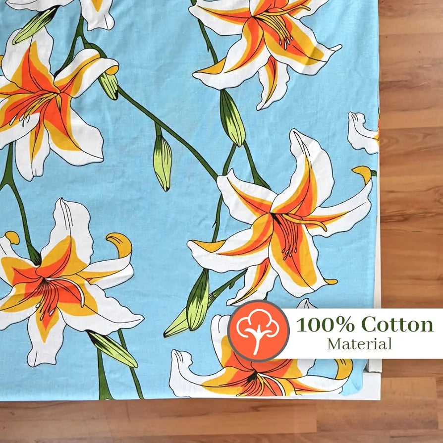 Divine Casa Floret 100% Cotton King Fitted Bedsheet 144 TC Deep Pocket Design Soft & Breathable Fabric Colour Wildflower Charm
