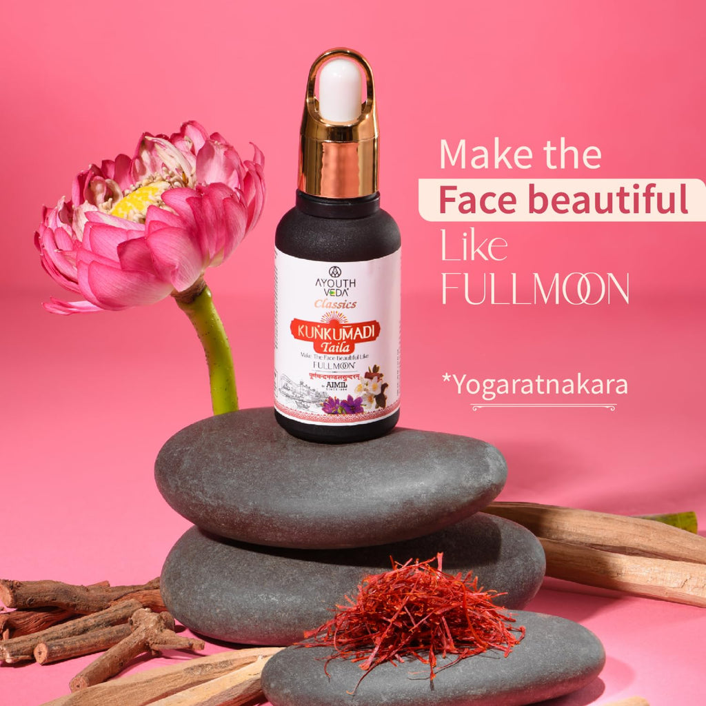Ayouthveda Kunkumadi Taila Facial Oil For Natural Skin Illuminator | Repairs Damage Skin With Pure Saffron & Herbs | Ayurvedic Beauty Facial Oil For Glowing & Nourishing Skin (Pack Of 1-30ml each)