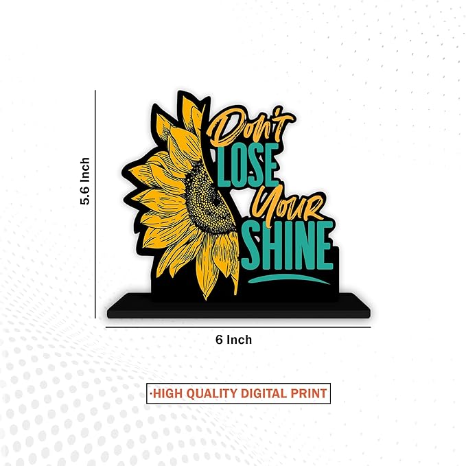Artvibes Wooden Idols and Figurine Don't Lose Your Shine Positive Quotes Table Decoration for Office Desk | Home Decor Item