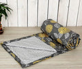 Trance Home Linen 150 GSM Pure Cotton Reversible Dohar Single Bed Size Ac Blanket Comforter Soft Light-Weight Bed Blanket 56 X 88 Inch Colour Grey Yellow Abstract