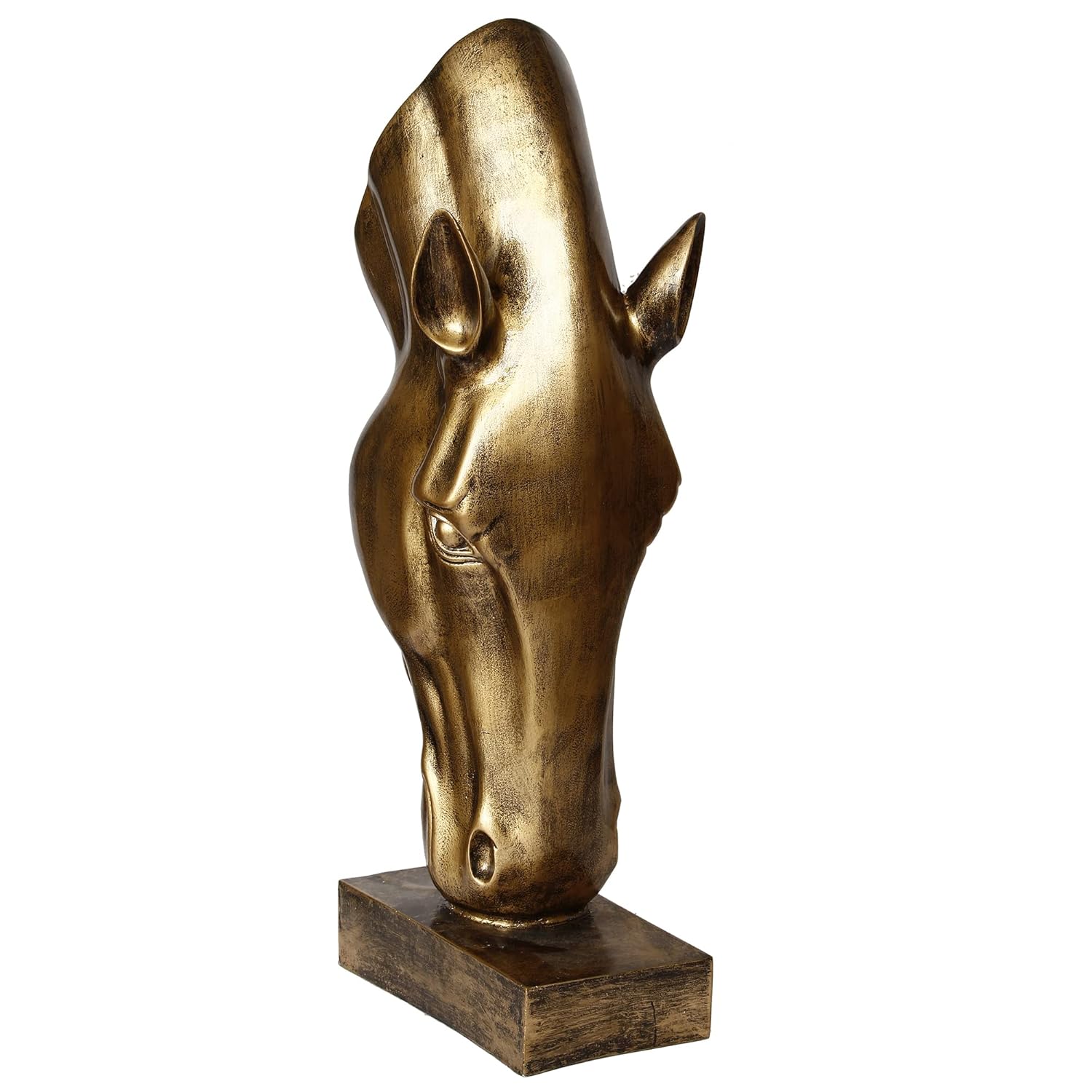 Ecraftindia Golden Antique Finish Elegant Horse Face Handcrafted Polyresin Decorative Showpiece