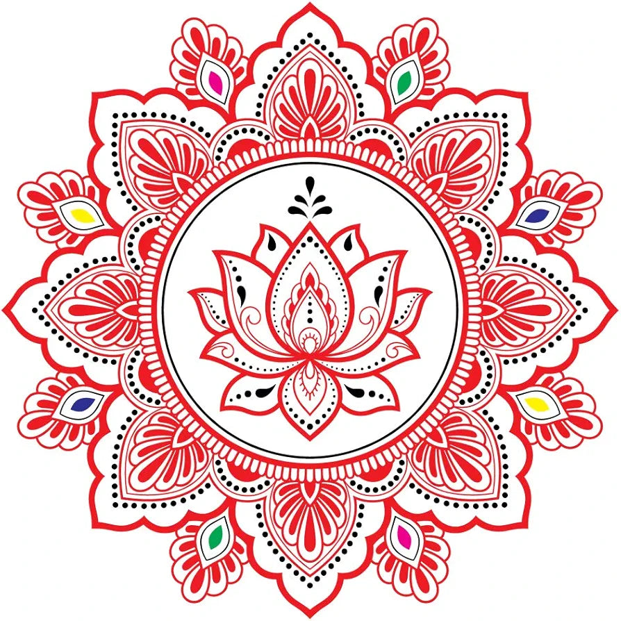 Rangoli White Glossy Vinyl Wall Sticker Premium Self-Adhesive Waterproof Parent-4 Design-5
