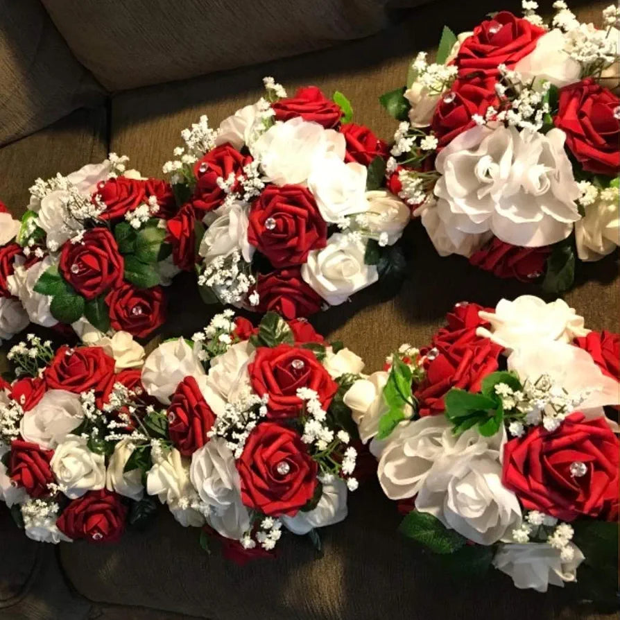 Artificial Flowers Green Fake Roses Real Looking Foam Artificial Roses with Stem Green