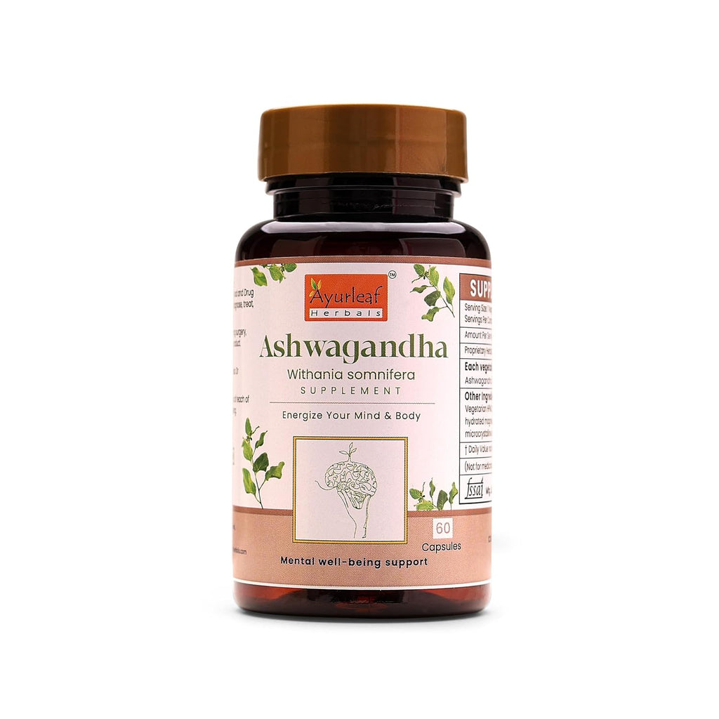 Ayurleaf Herbals Ashwagandha Capsules With Goodness of Natural Extracts of Ashwagandha - 60 Caps