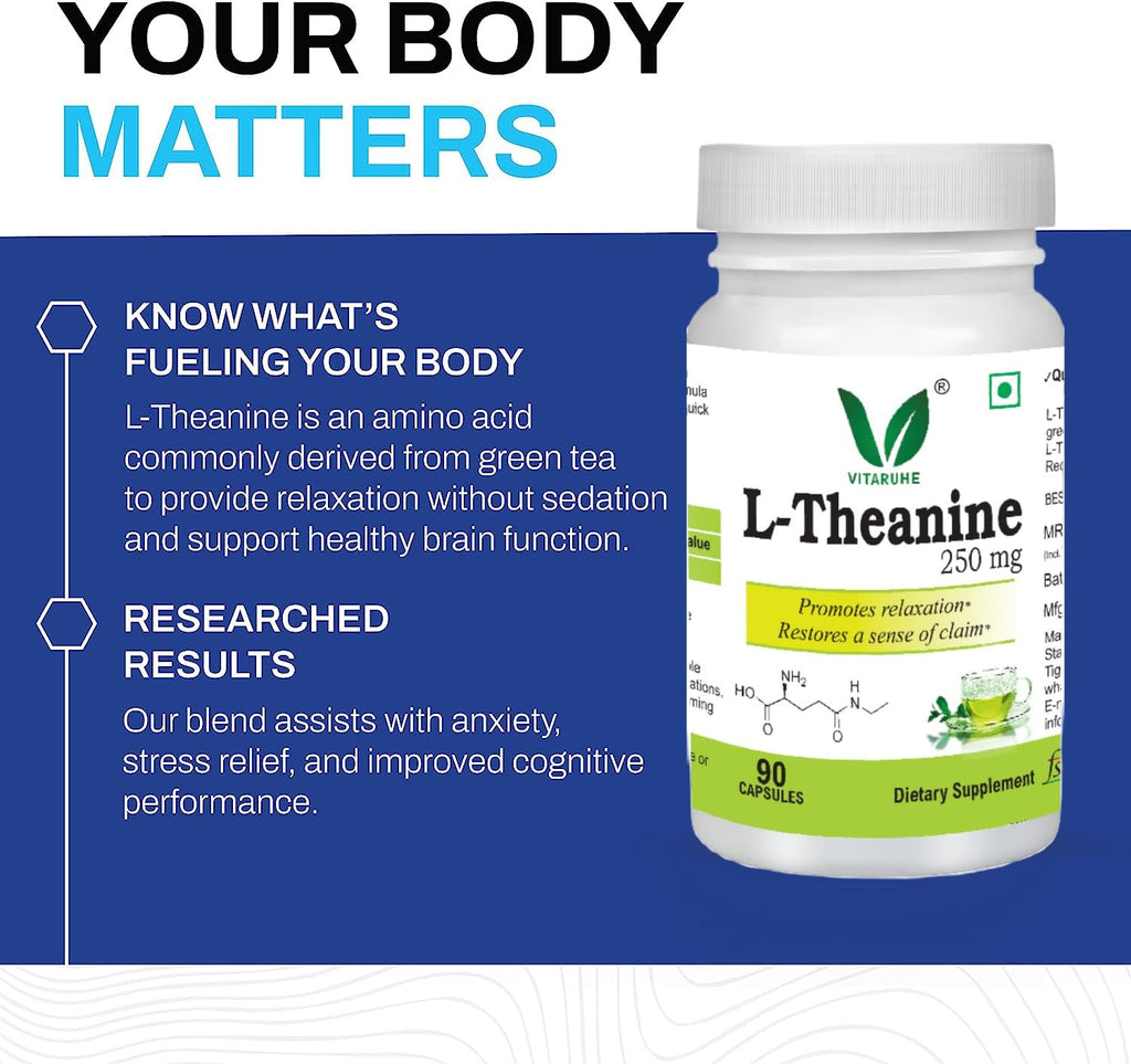 VITARUHE® L-Theanine 250 mg - Promotes a Relaxed State & Healthy Stress Response* -90 Capsules
