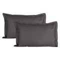 Aerohaven Glorious 210TC Striped Satin Cotton Pillow Cover Set Grey Colour