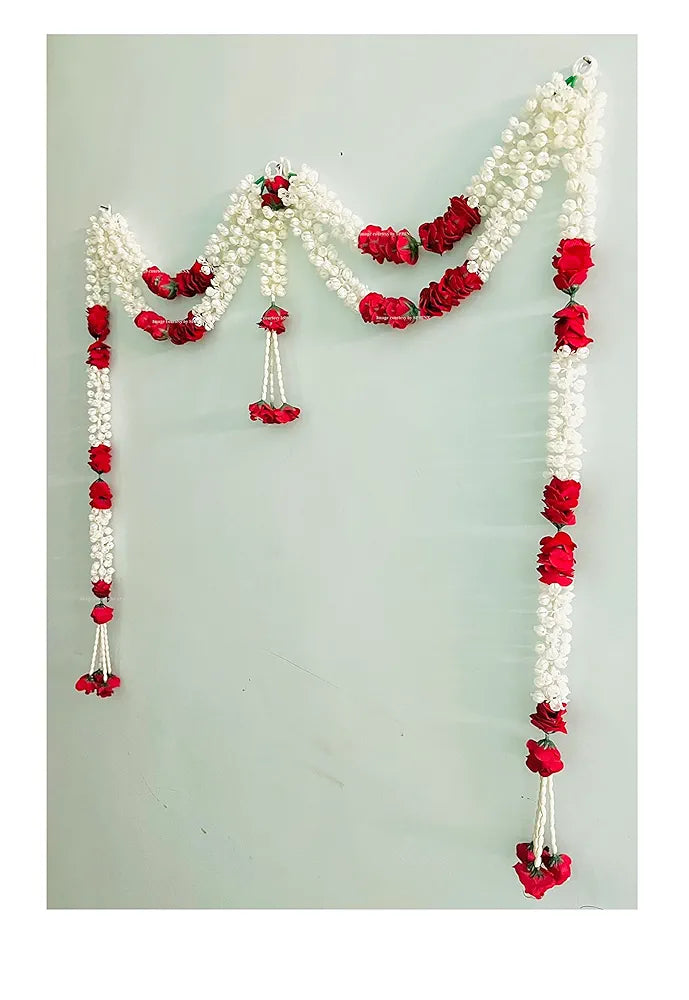 Artificial Jasmine and Roses Door Toran Double Line with Clustered/tassle stings