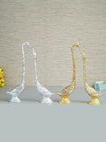 Ecraftindia Set of Two 16.5 Inch Silver Kissing Swan Couple Handcrafted Decorative Figurine