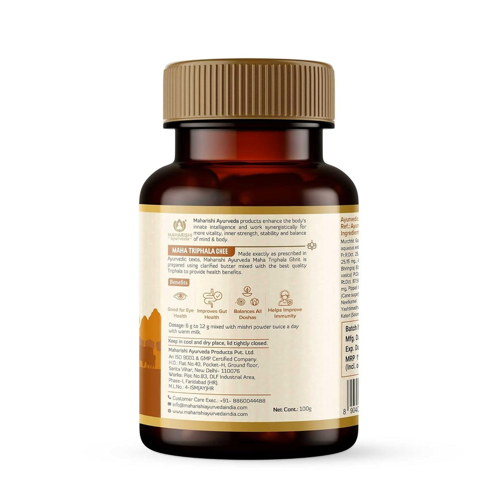Maharishi Ayurveda Triphala Ghrit | Good for eye health | Improves gut health | Brain-boosting Ghee | Builds immunity | Made with potent herbs | No side effects 100 gms