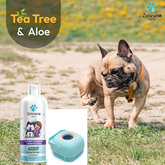 Zoivane Dog Shampoo 500 Ml With Dog Brush | Ditch to Itch & Dog Anti Dandruff Shampoo | Set of 2