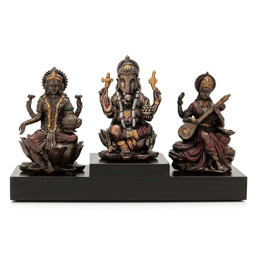 CraftVatika Resin Goddess Laxmi Ganesha Saraswati Showpiece Statue