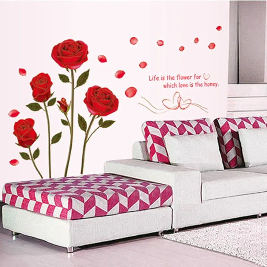 Decals Design Romantic Rose Flowers Wall Sticker